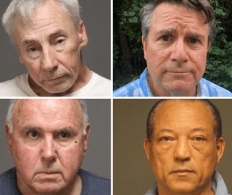 Daniel Dobbins(top left), Charles Ardito, (bottom left), John Linartz,(top right), and Otto Williams (Bottom left) were among the six people arrested for ‘lewd and sexual activity’ in Fairfield, Connecticut earlier this month.